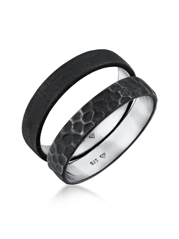 KUZZOI Ring 925 Sterling Silber Ring Set in Schwarz günstig kaufen