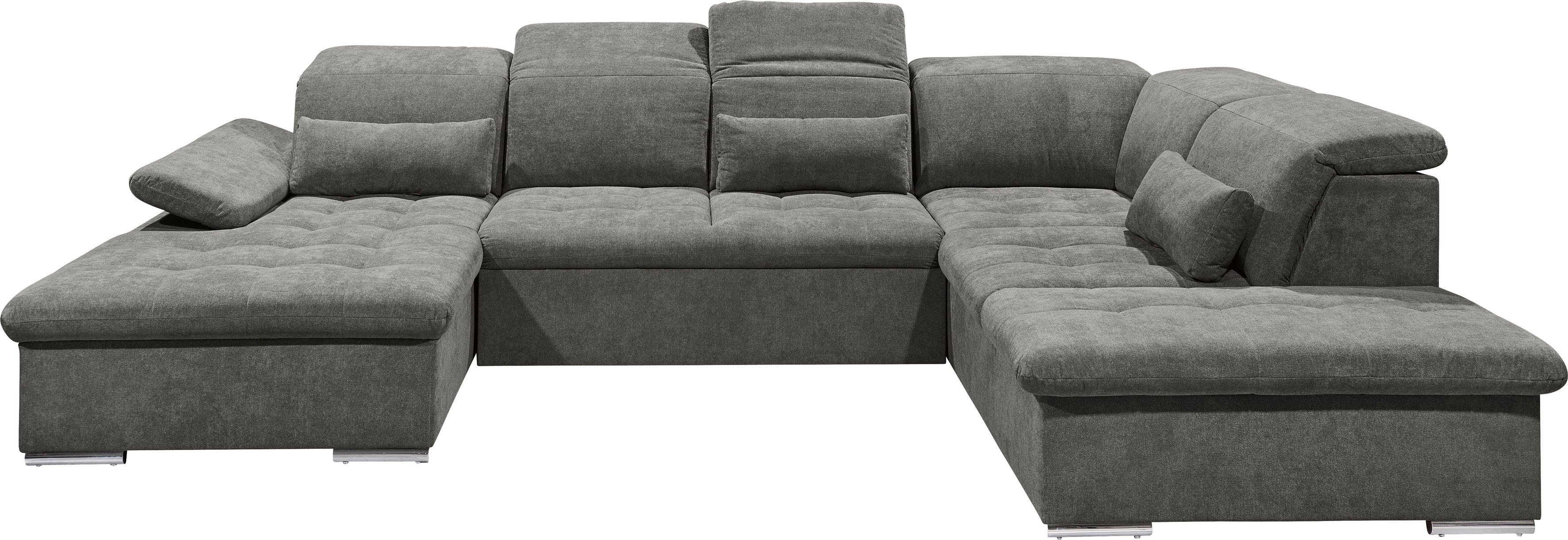 ED EXCITING DESIGN Wohnlandschaft Wayne, mit Bettfunktion, Bettkasten, Nierenkissen, frei im Raum stellbar etc.