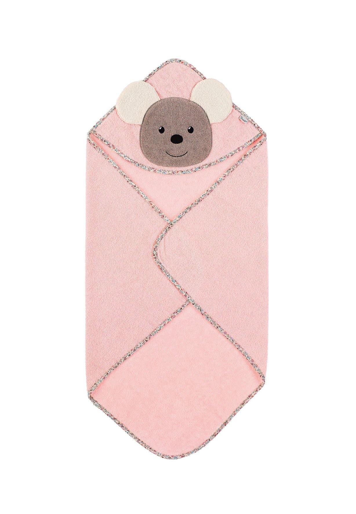 Motiv-Badetuch Maus Mabel in Rosa, 80x80cm