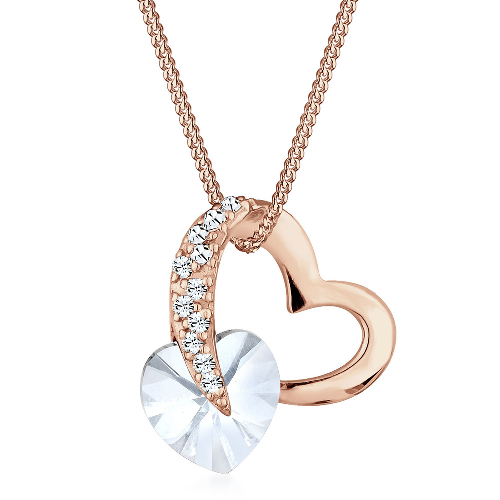Elli Elli Collier Femme Coeur avec Cristal  en Argent Sterling 925 collier