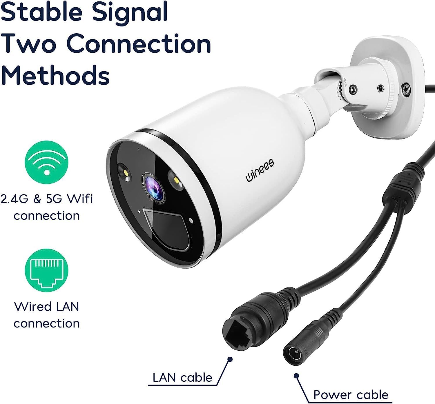 Diyarts Überwachungskamera (Außenbereich, 2.4/5GHz 4MP 2K WLAN, Sicherheitskamera Außen mit Scheinwerfer, Farbnachtsicht, mit Spotlight, IP66 Wasserdicht, Pakete/Fahrzeug/Personenerkennung, 2 Wege Audio mit Alexa)