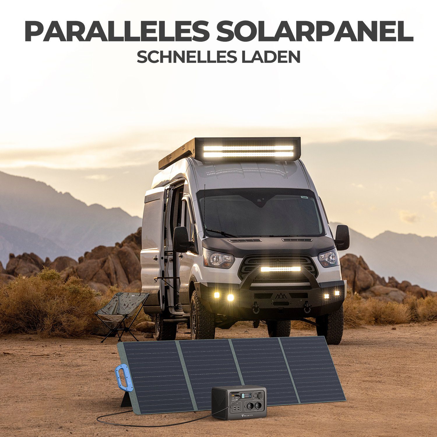 BLUETTI Stromerzeuger EB55 700W/537Wh Solar Stromgenerator mit Solar Panel, (1-tlg., mit PV120 120W Solarpanel), für Outdoor Camping, Off-Grid, Blackout