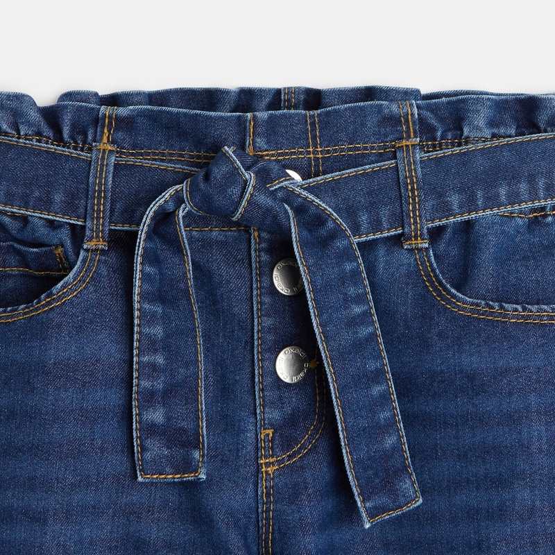 Jean mom à ceinture amovible bleu fille