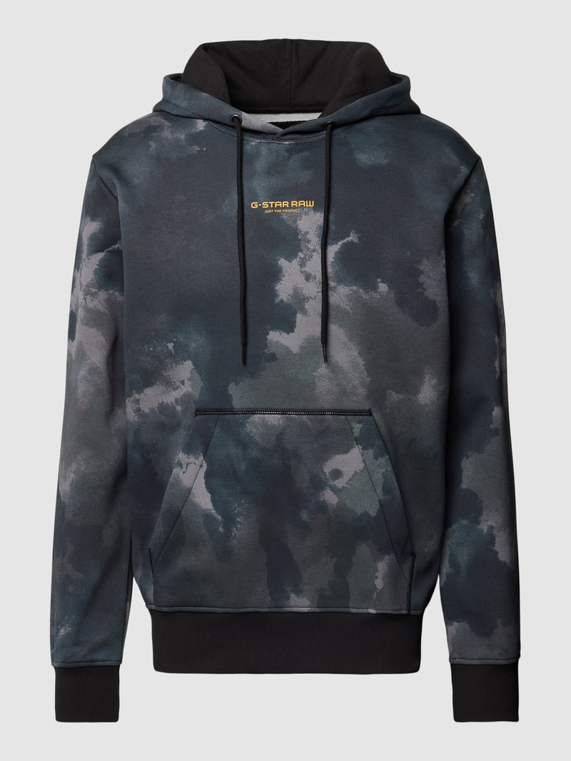 Hoodie mit Allover-Print in schwarz