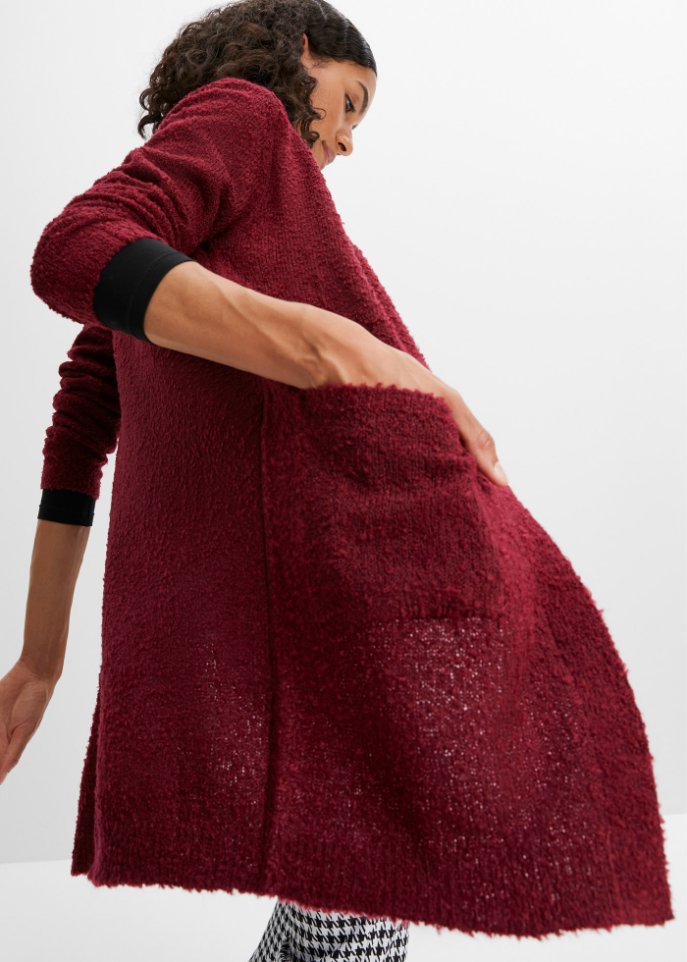 Boucle-Longstrickjacke