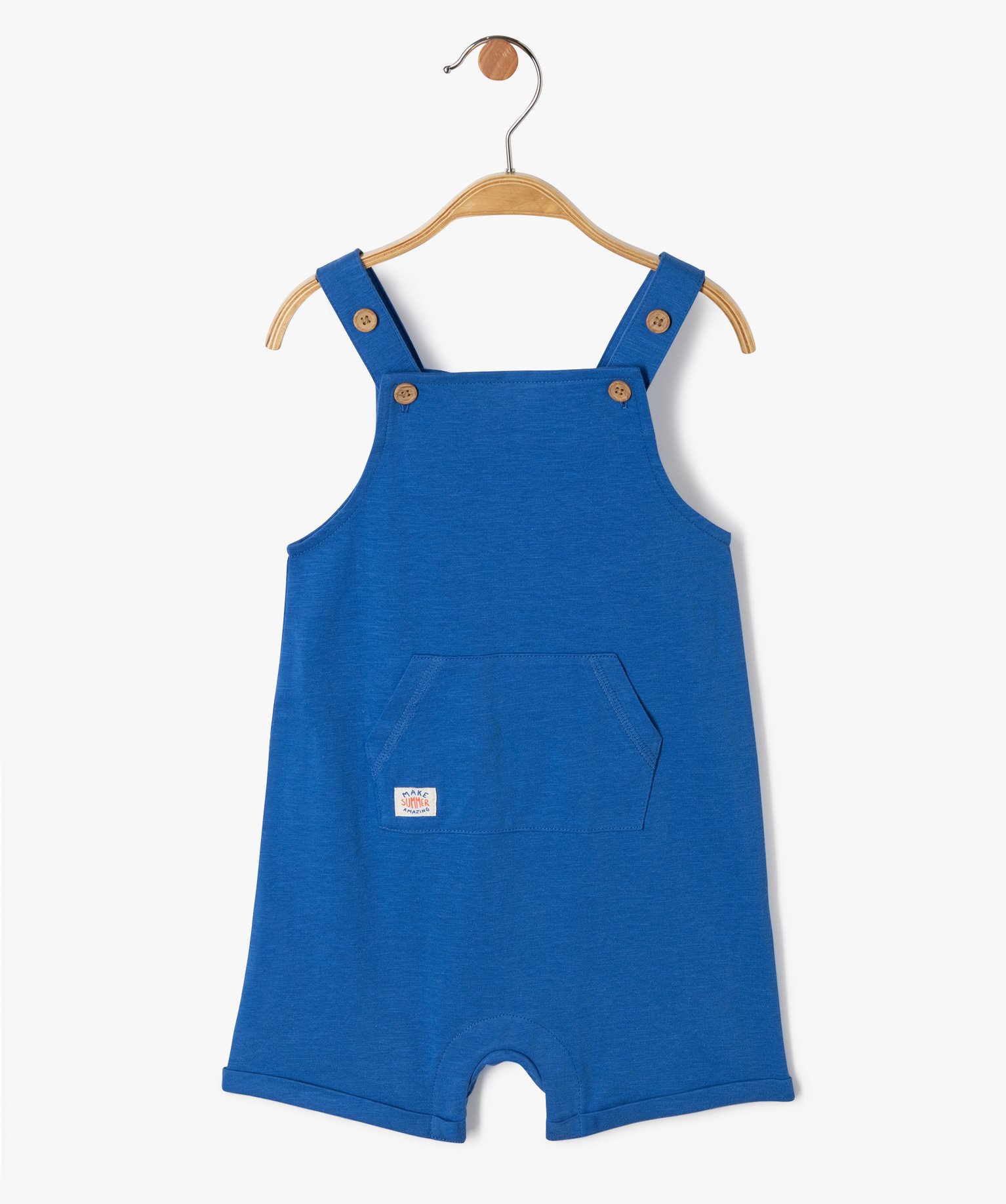 Salopette courte bébé Garçon en jersey de coton bleu | GEMO