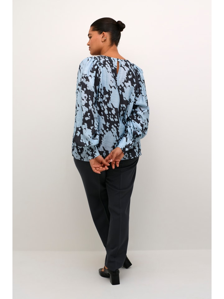 KAFFE curve Langarm-Bluse KCluma in Grey/Blue Graphic Cloud günstig kaufen
