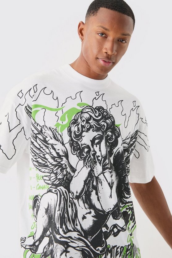 Oversize T-Shirt mit Gothic Renaissance-Print