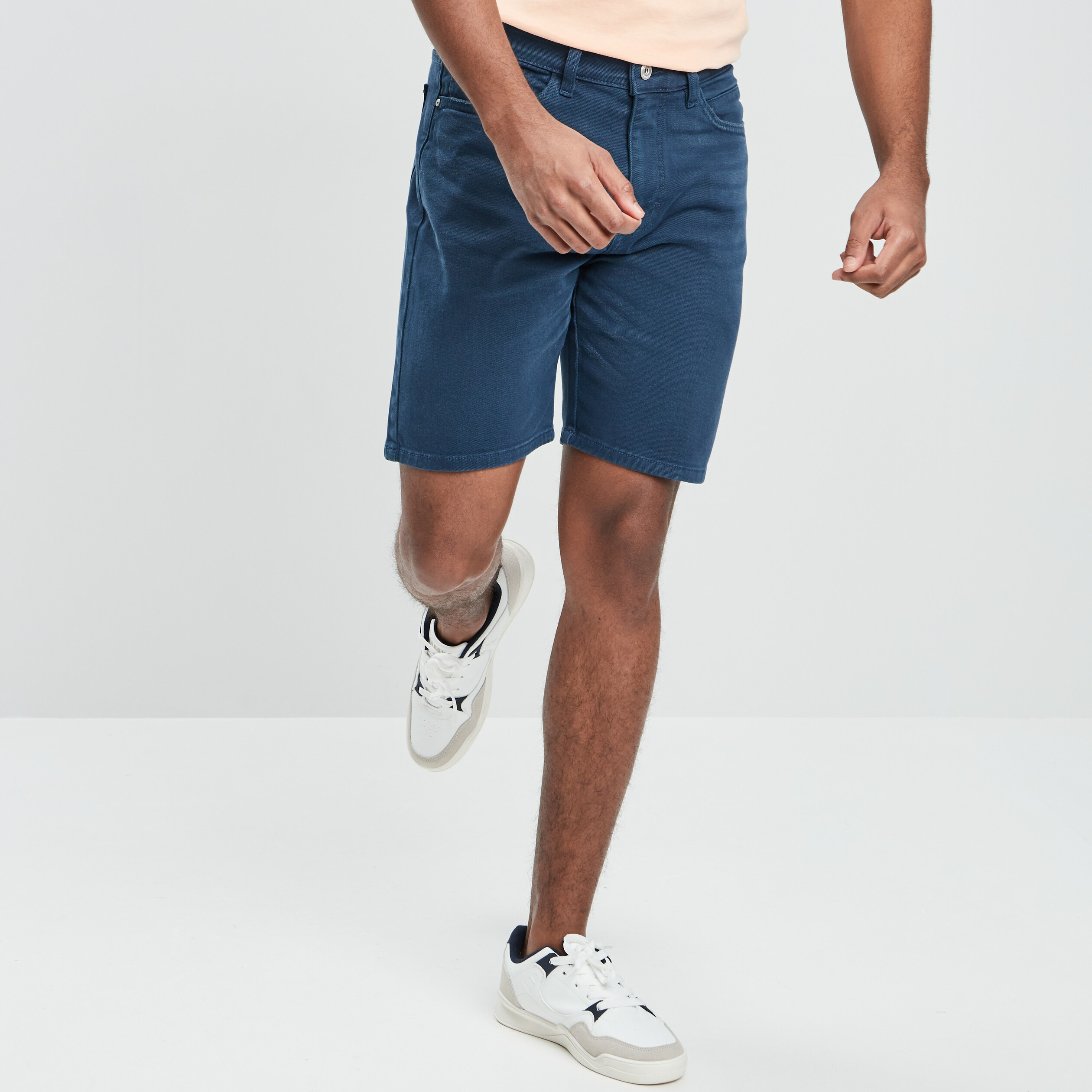 Bermuda coupe droite en coton bleu homme | La Halle