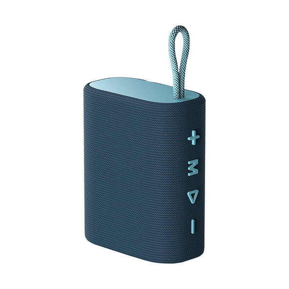 In-Ear-Kopfhörer und Bluetooth Speaker, blau