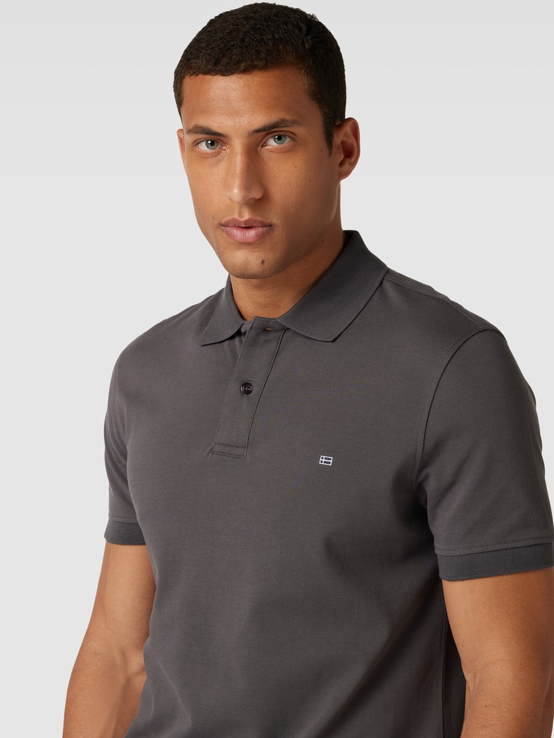 Poloshirt mit Logo-Stitching in anthrazit