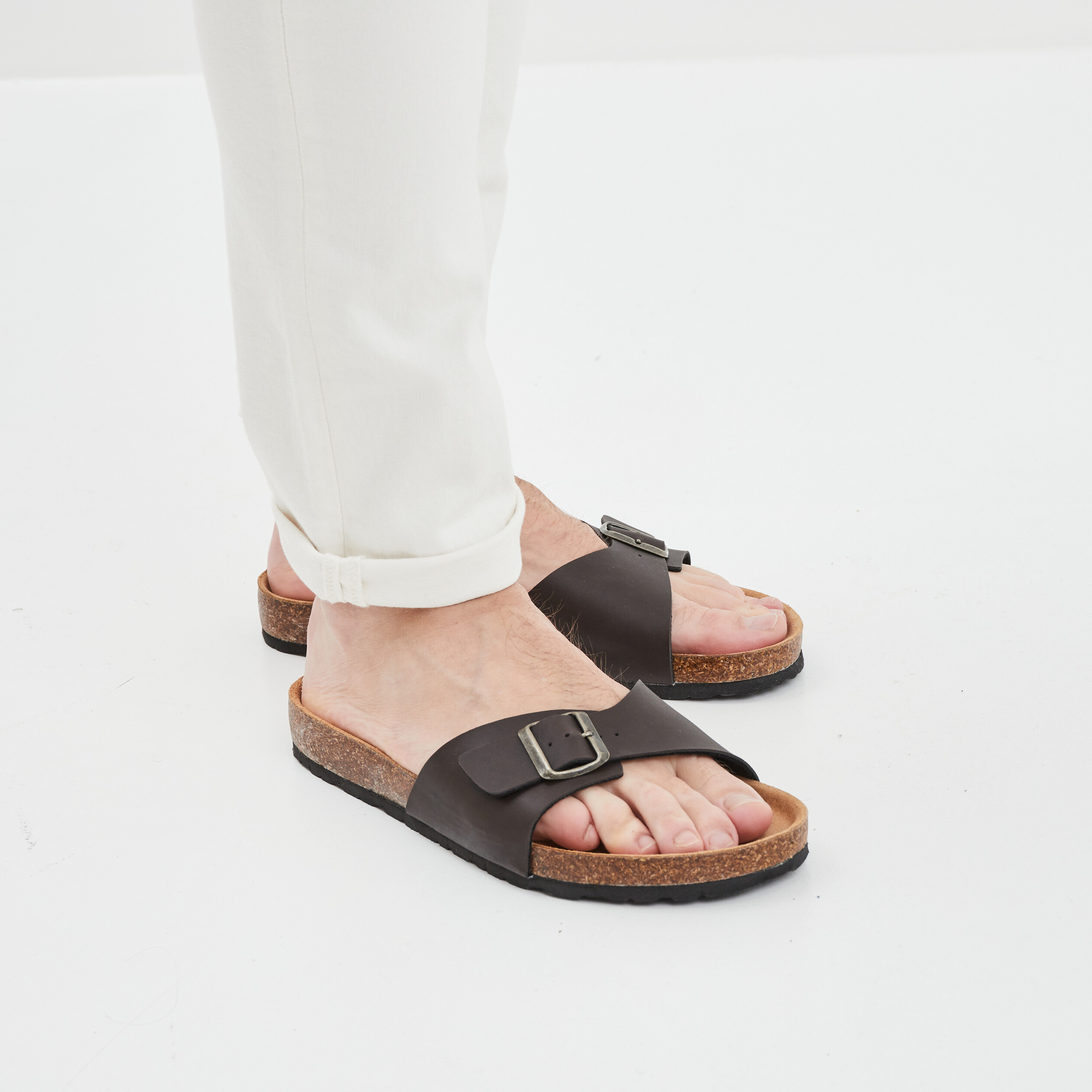 Mules avec boucles Goalitor marron homme | La Halle