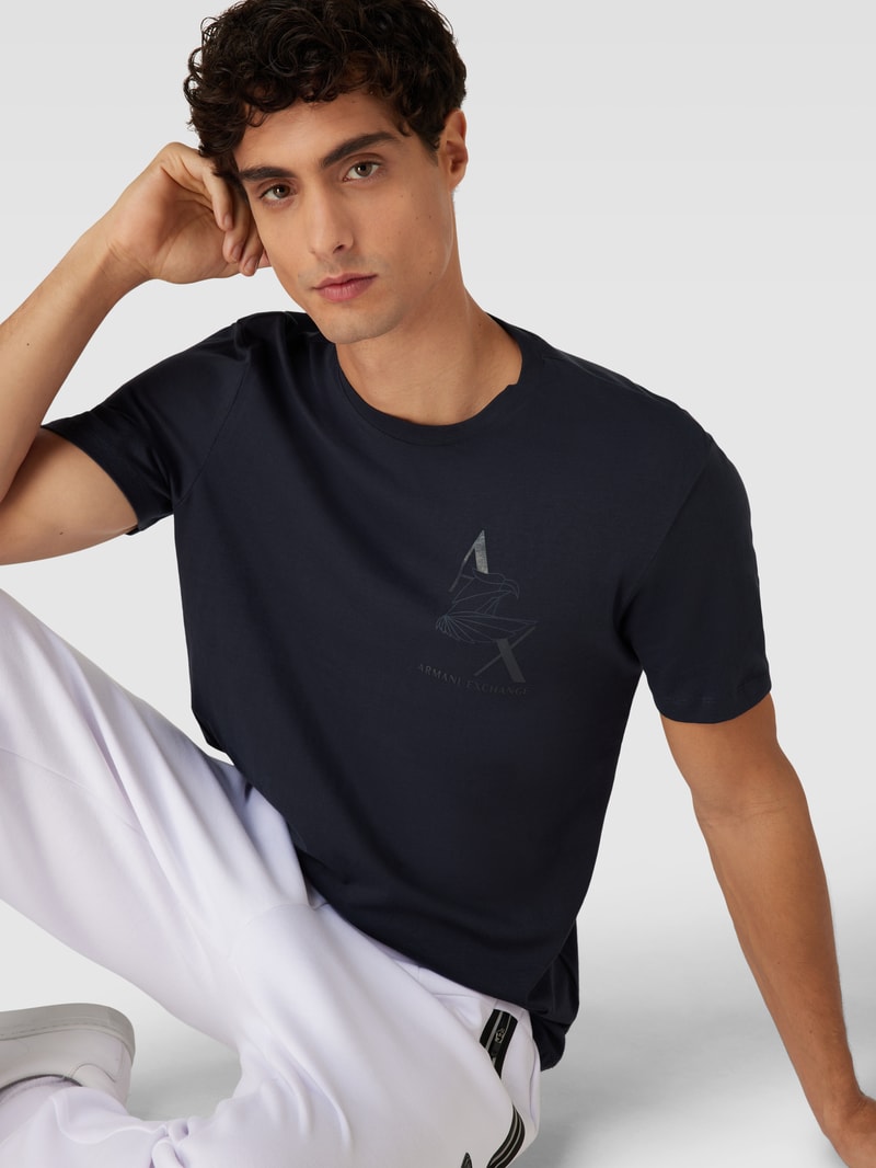 T-Shirt mit Label-Motiv-Print Modell 'AX Eage' in dunkelblau