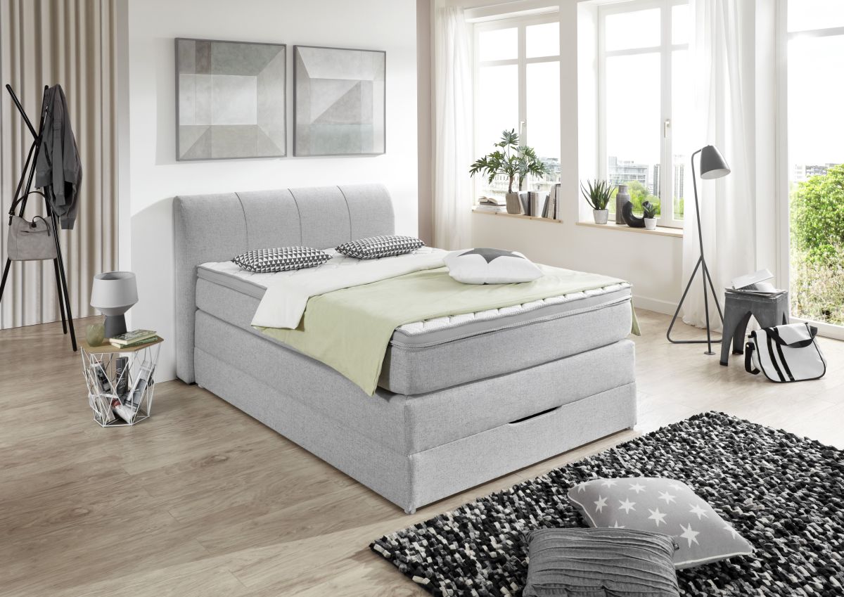 Sun Garden Boxspringbett Modesto mit Bettkasten Silber 100 x 200 cm