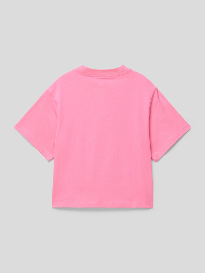 T-Shirt mit Logo-Stitching in neon pink