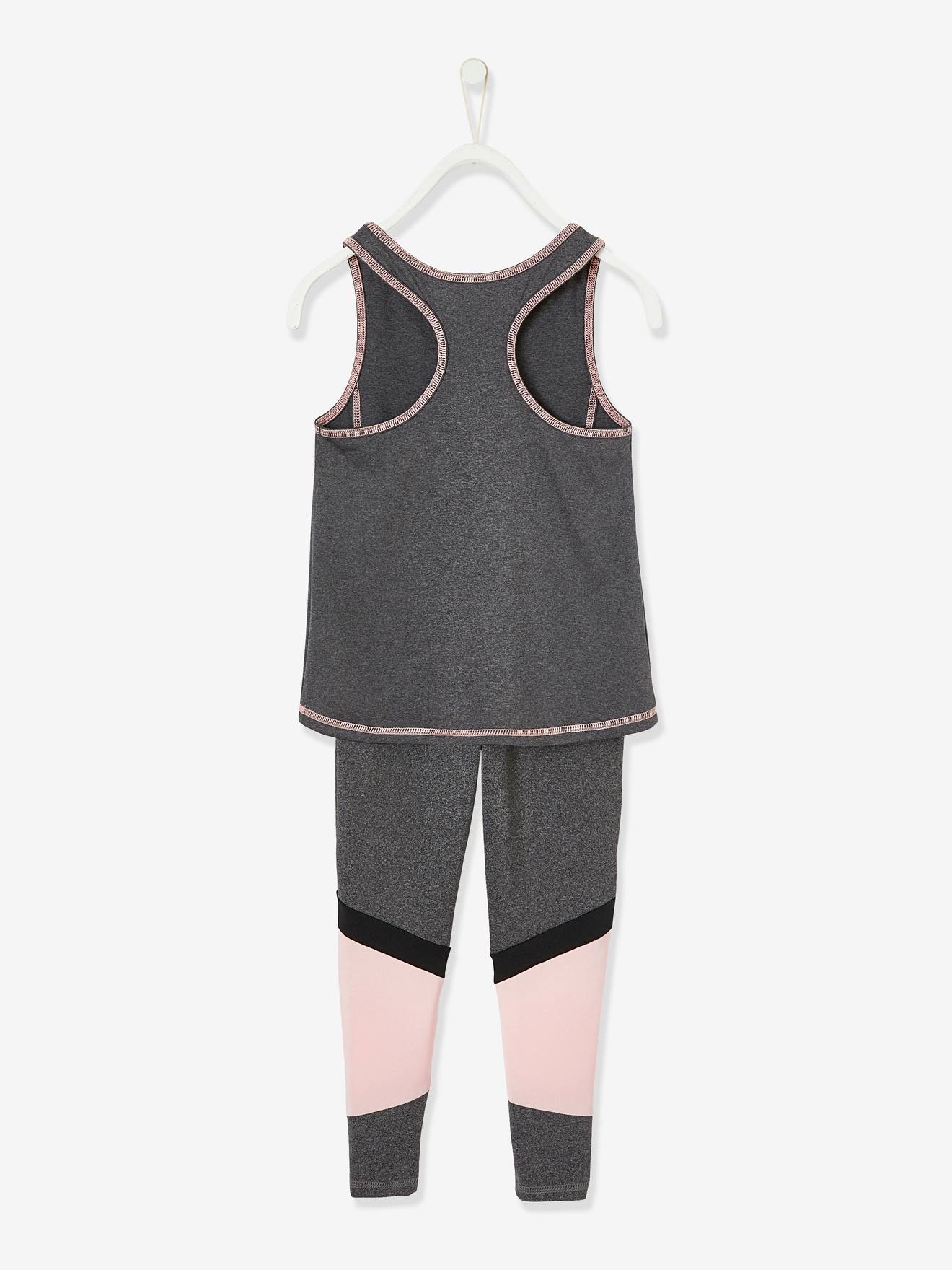 Vertbaudet Mädchen Sport-Set: Top und Leggings Oeko-Tex - grau meliert