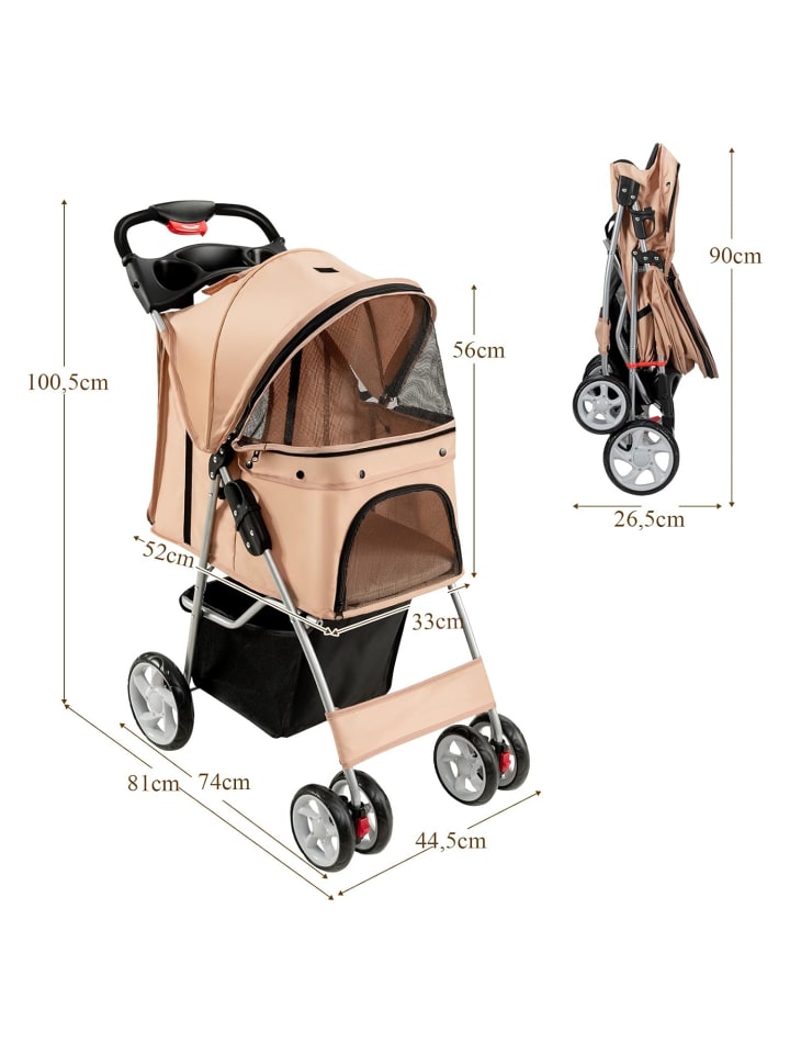 COSTWAY Hundewagen in Beige günstig kaufen 81 cm