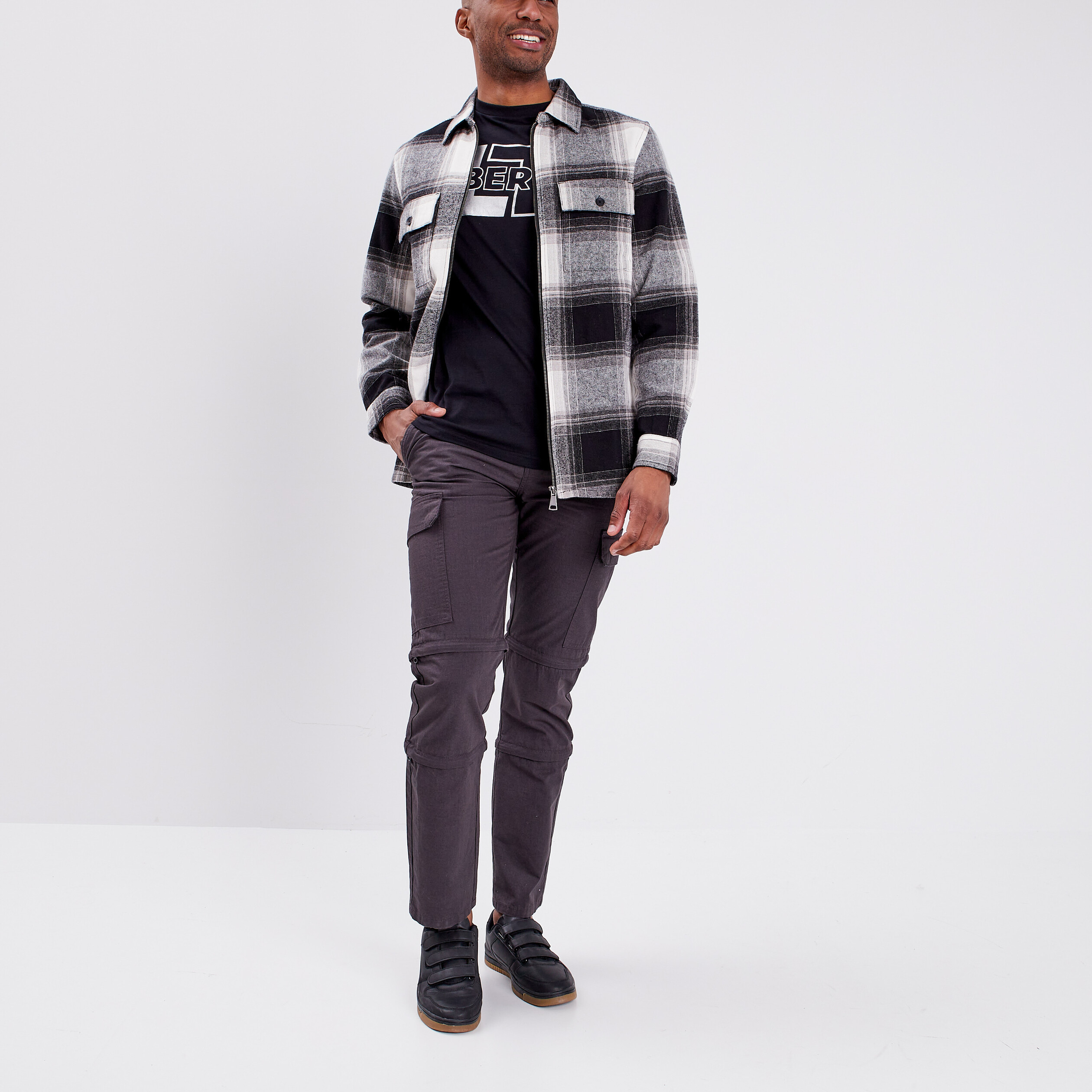 Surchemise manches longues zippée noir homme | La Halle