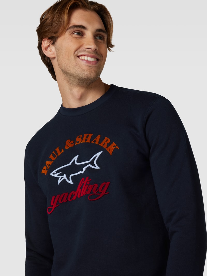 Sweatshirt mit Label-Detail in marineblau