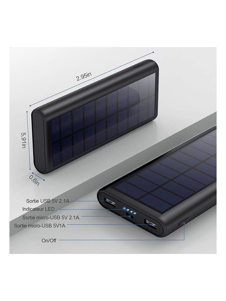 SmartCase Solar-Powerbank in Schwarz - 30.000 mAh günstig kaufen onesize