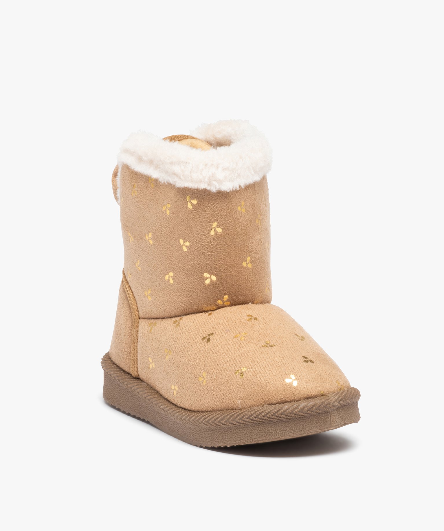 Boots fourrées fille en suédine motif métallisé - LuluCa... beige | GEMO