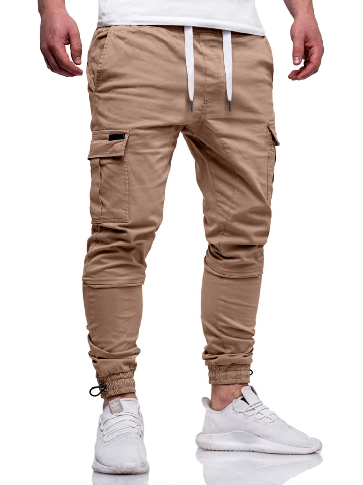 DAILY COTTON Cargohose - mit elastischem Bund Jogger-Hose Jeanshose Stoffhose in Beige günstig kaufen