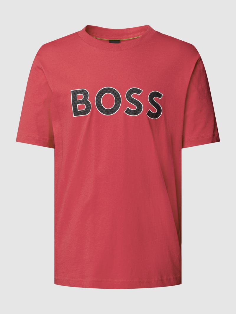 T-Shirt mit Label-Print Modell 'Tee' in pink