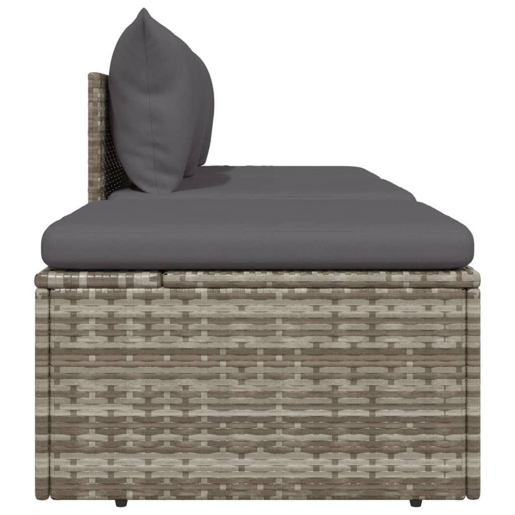 vidaXL Loungesofa 3-tlg. Garten-Lounge-Set mit Kissen Grau Poly Rattan, 1 Teile