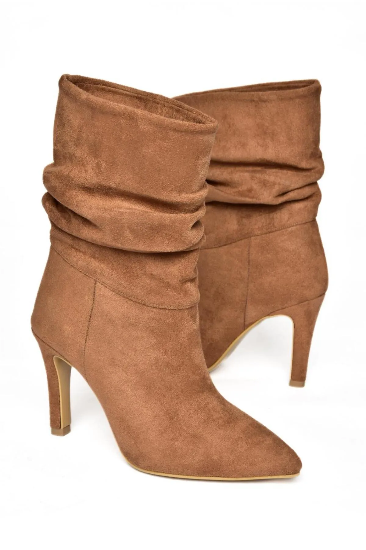 Fox Shoes  R404020302 Hellbraune Wildleder-Damenstiefel mit dünnem Absatz und Kordelzug
