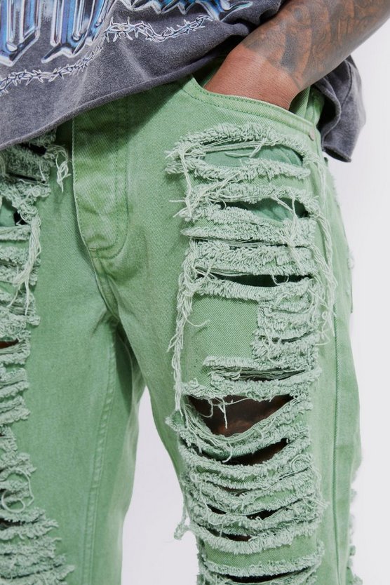Zerrissene Slim-Fit Schlagjeans