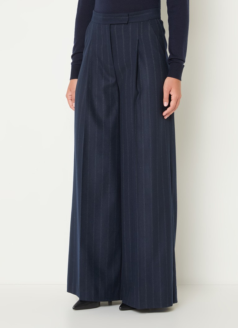 River Woods  High waist wide fit pantalon met krijtstreep