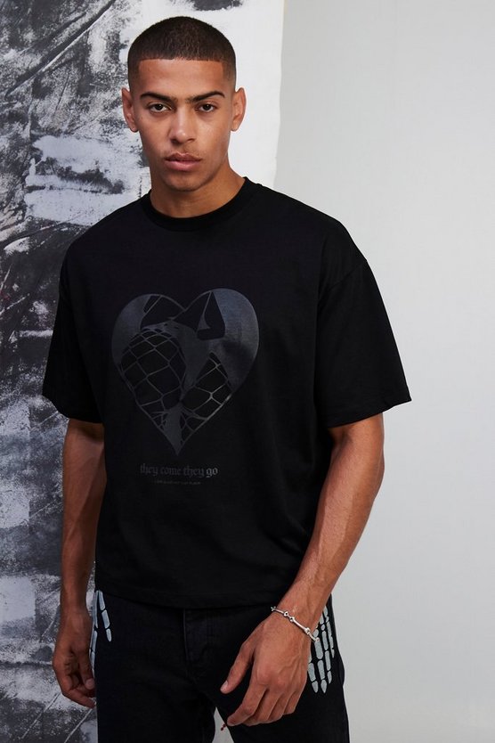 Kastiges Oversize Premium T-Shirt mit Silikon-Print