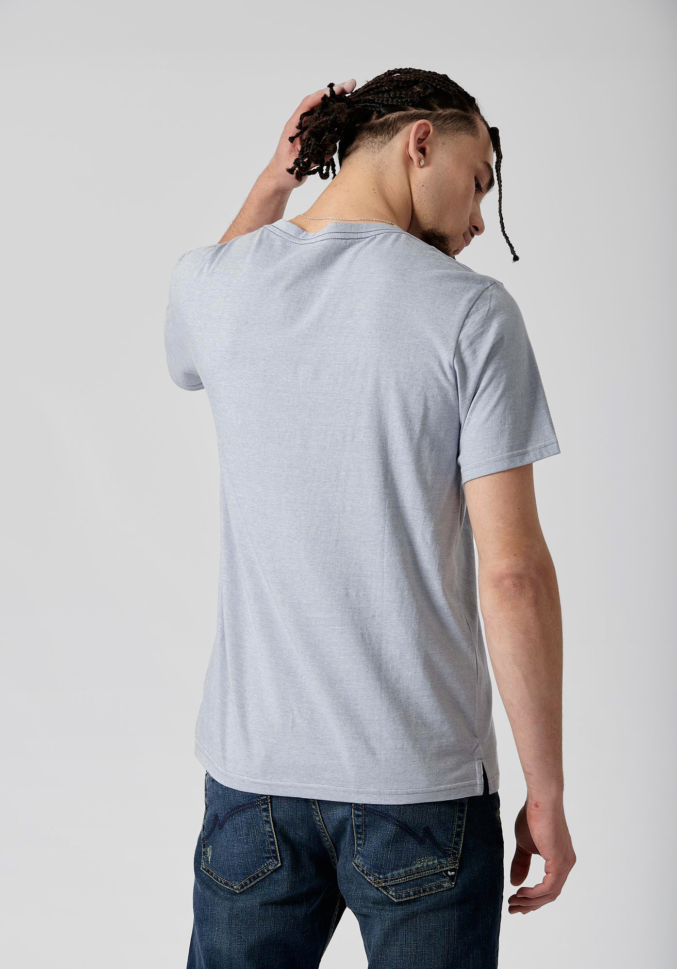 SAVE   T-shirt bleu chiné Homme en 100% coton