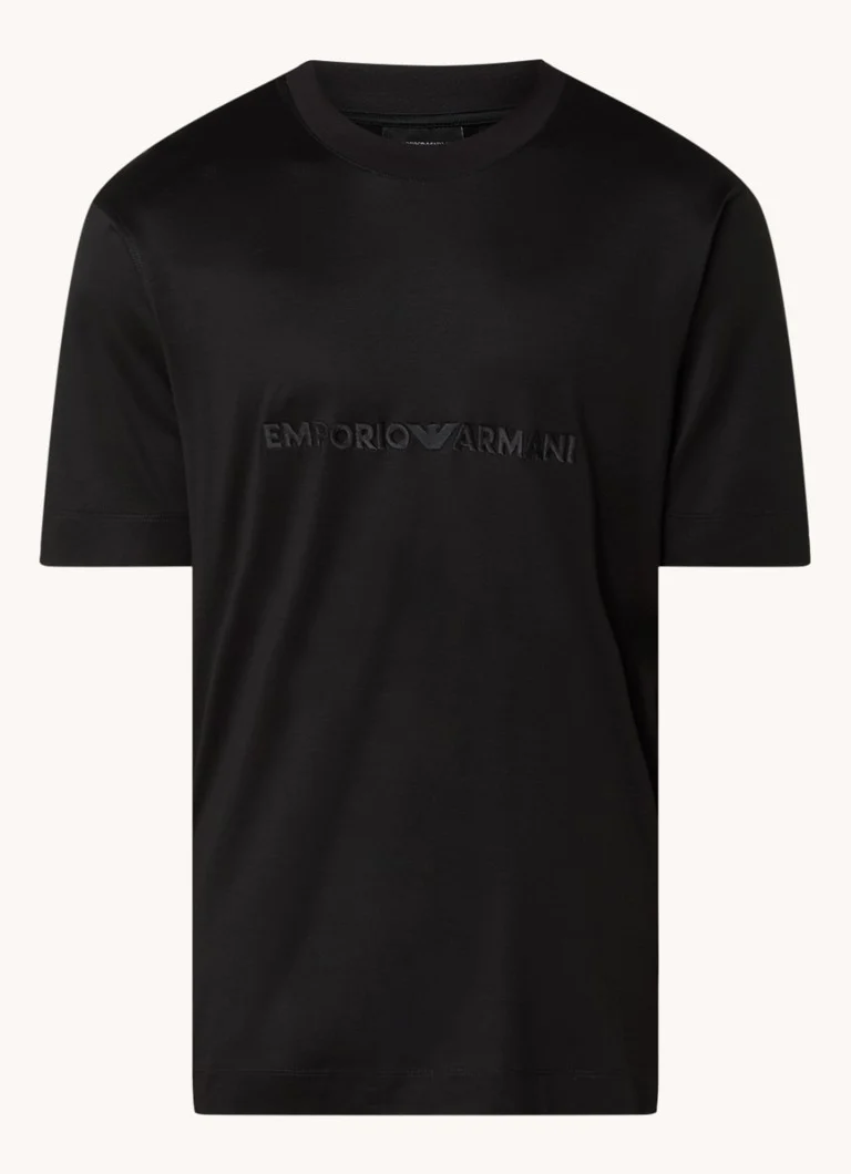 Tricou Emporio Armani din amestec de lyocell cu logo brodat