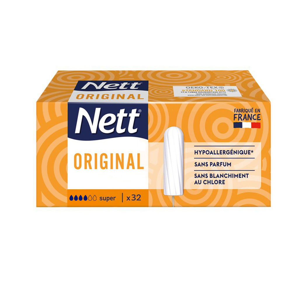 nett Original Tampon sans Applicateur, Super, Boite de 32 Tampons Tampon