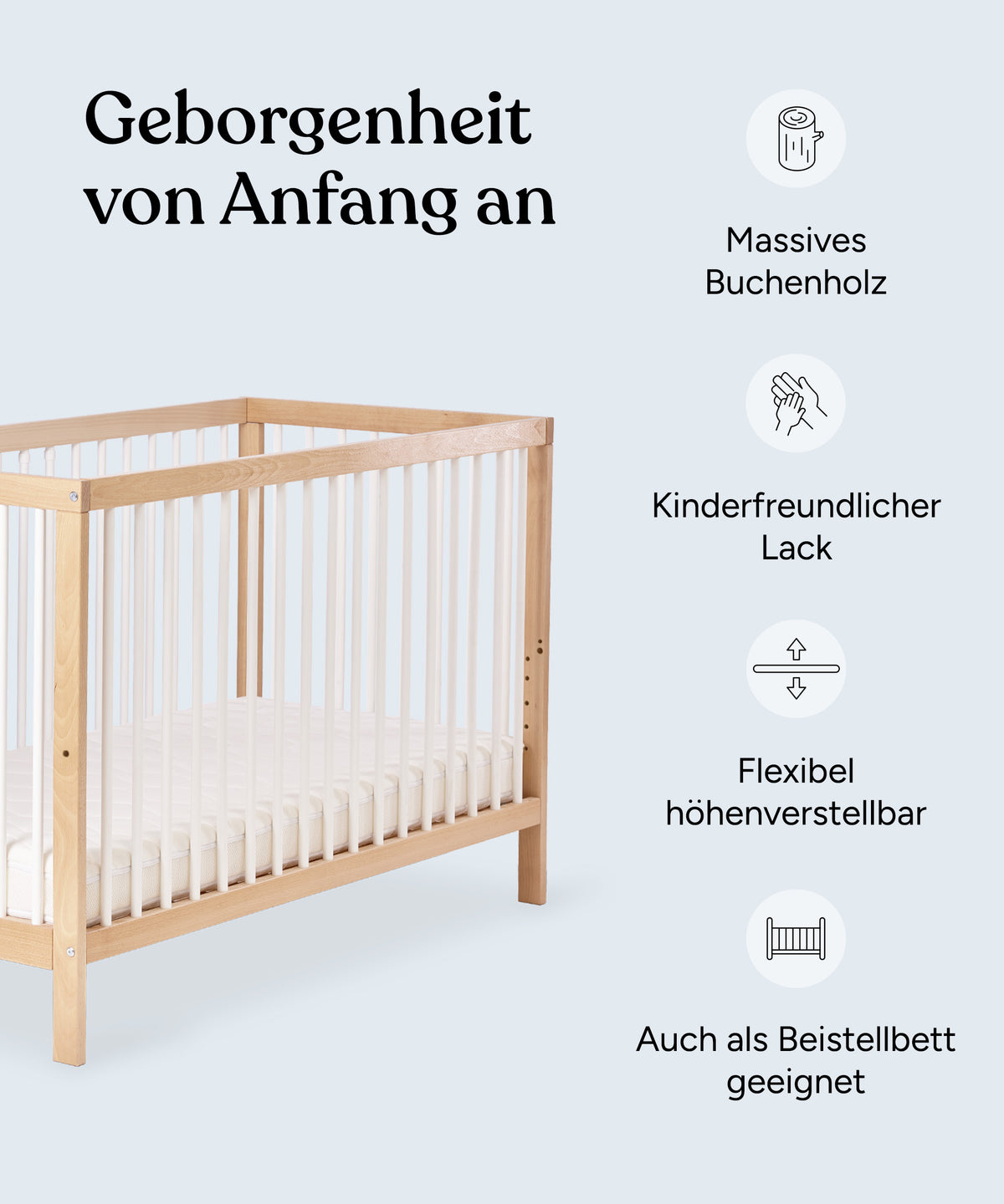 Babybett Pur Natur-Weiß