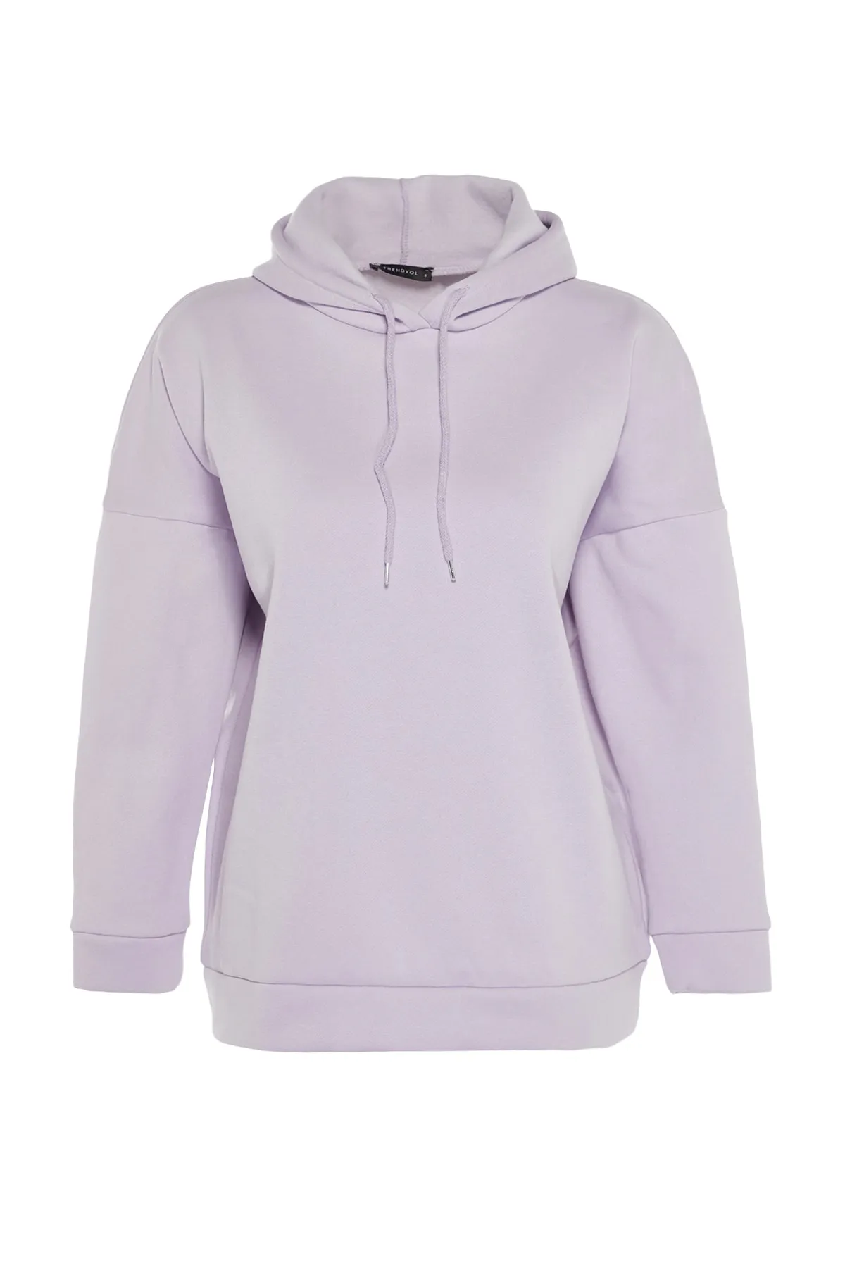 Trendyol Collection  Lila, dicker Fleece-Rücken mit Aufdruck, Oversize/weite Passform, Strick-Sweatshirt TWOAW23SW00904