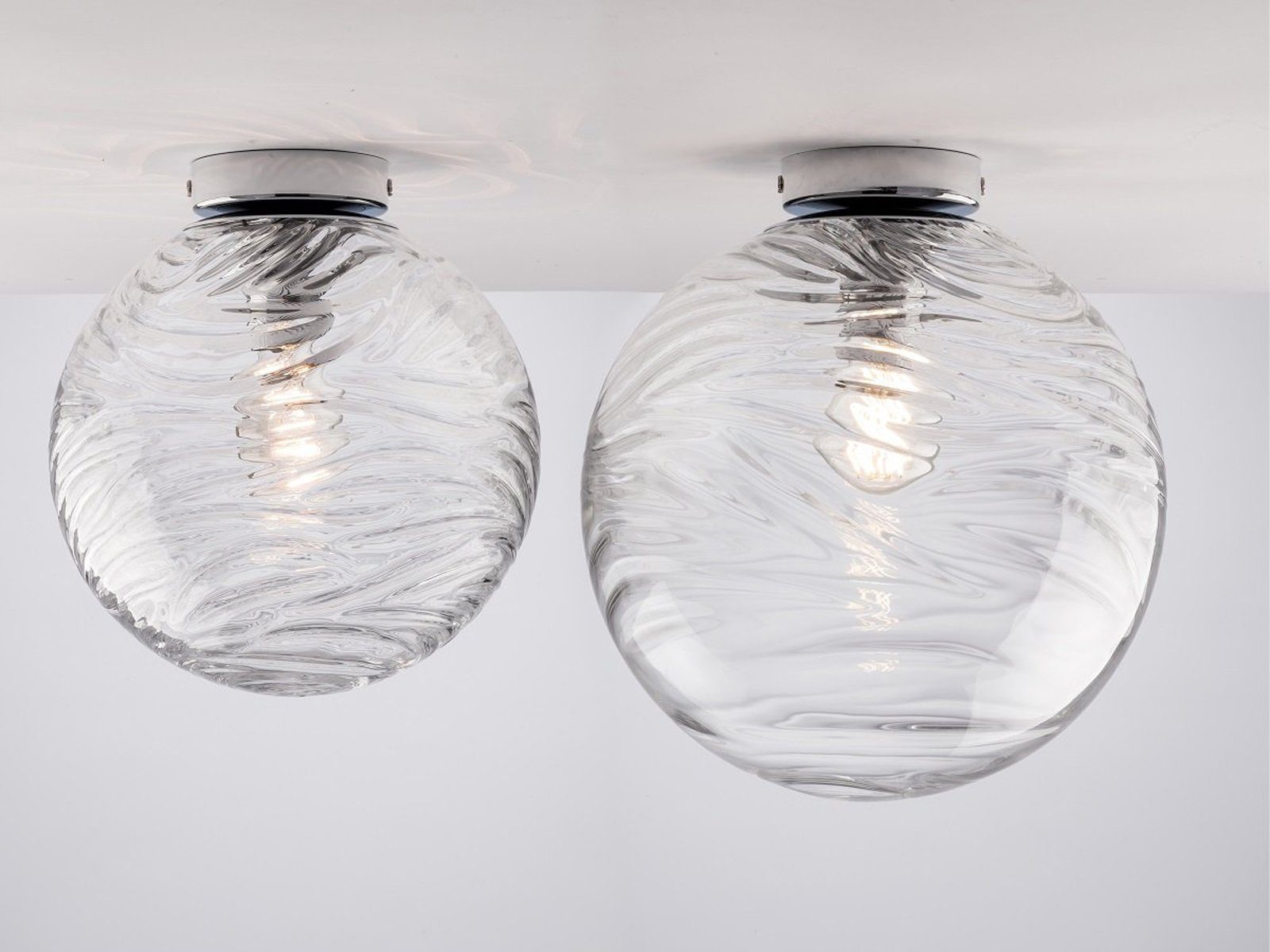 meineWunschleuchte LED Deckenleuchte, Dimmfunktion, LED wechselbar, Warmweiß, Designer Glas-kugel Lampenschirm Ø 25cm, Treppenhaus & Ankleidezimmer