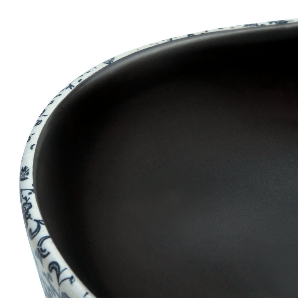 vidaXL Waschbecken Aufsatzwaschbecken Schwarz und Blau Oval 47x33x13 cm Keramik