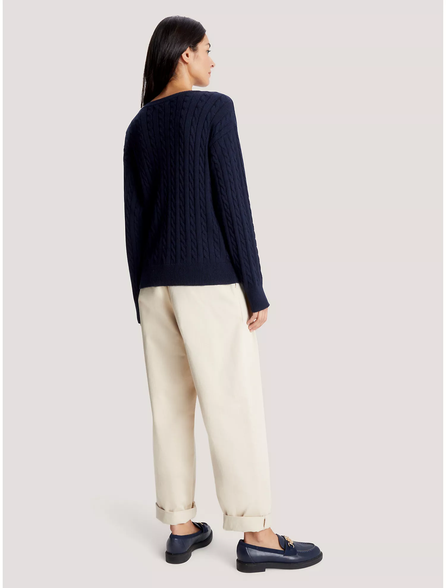 Relaxed Fit Cable Knit Sweater