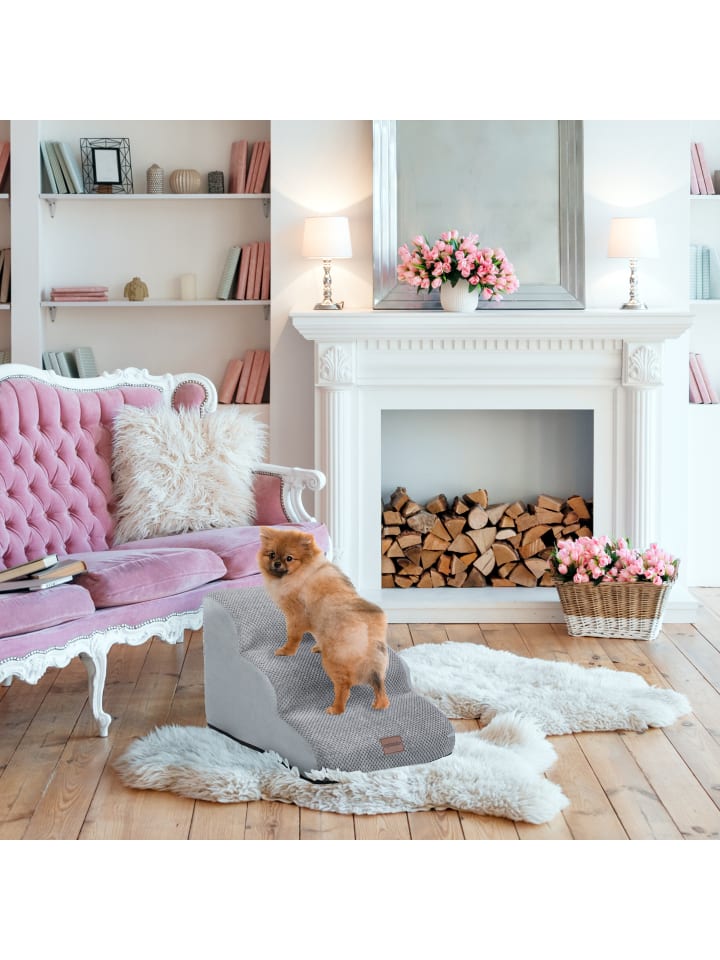 relaxdays Hundetreppe in Grau - (B)41 x (H)33 x (T)54 cm günstig kaufen onesize