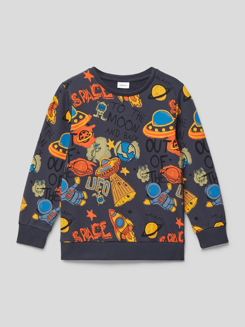 Sweatshirt mit Allover-Motiv-Print in blau