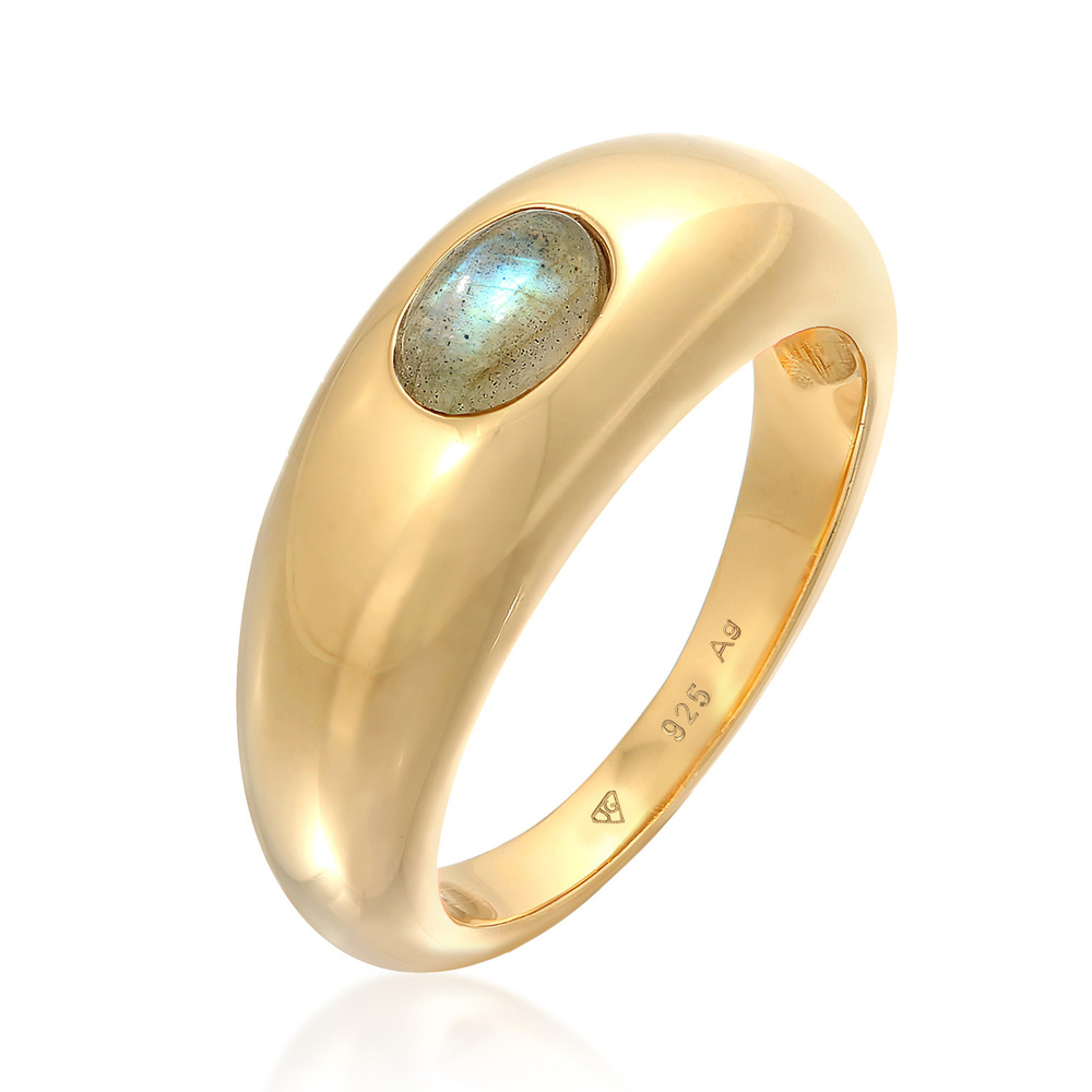 Elli PREMIUM Elli PREMIUM Bague Solitaire Femme Simple avec pierre précieuse Labradorite en ar Bague