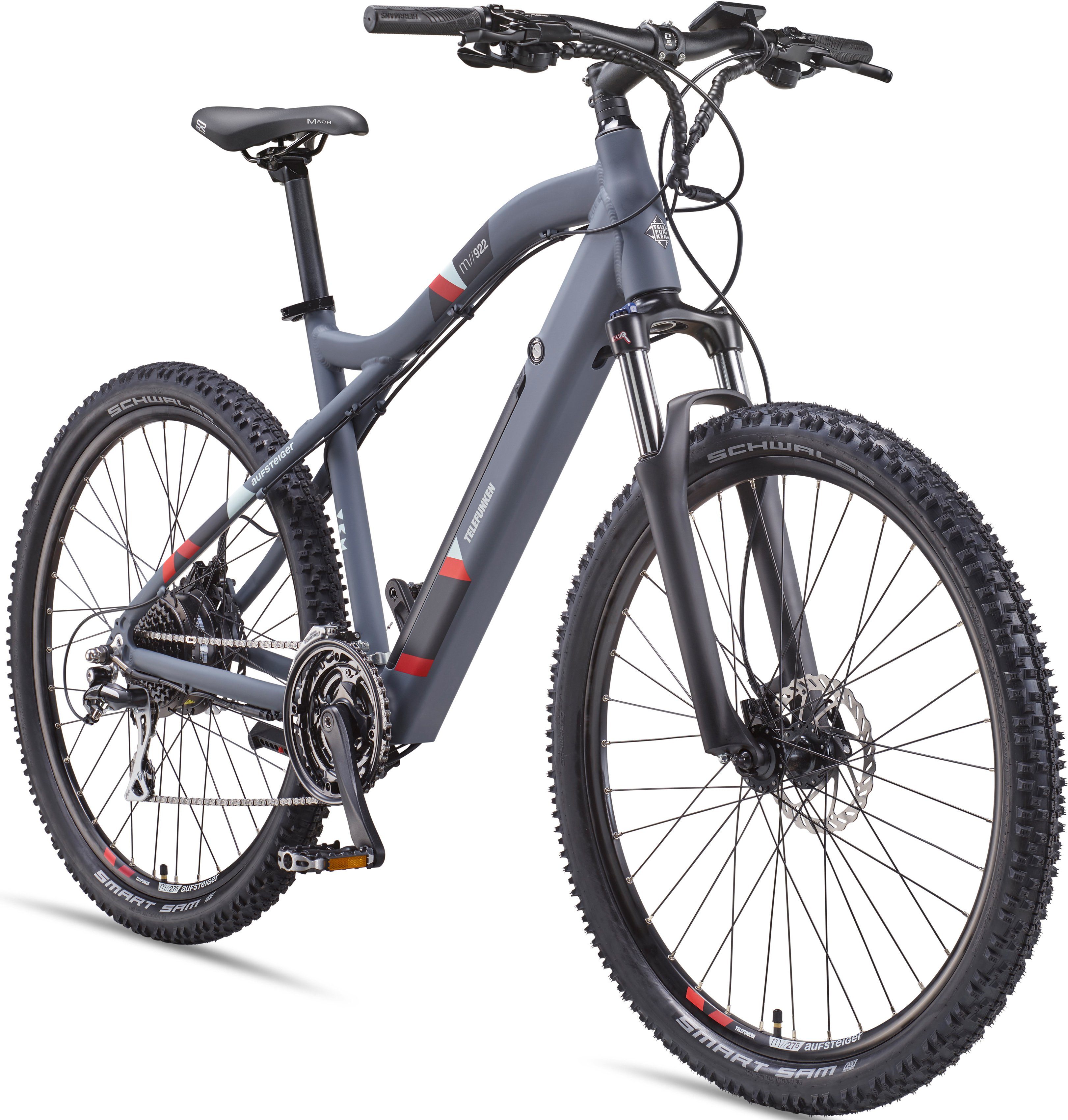 Telefunken E-Bike Aufsteiger M922, 24 Gang Shimano Acera Schaltwerk, Kettenschaltung, Heckmotor, 504 Wh Akku