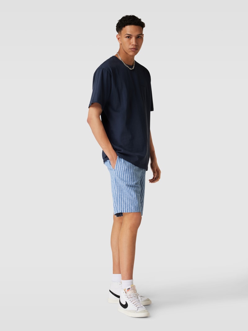 Regular Fit Bermudas mit Streifenmuster in blau