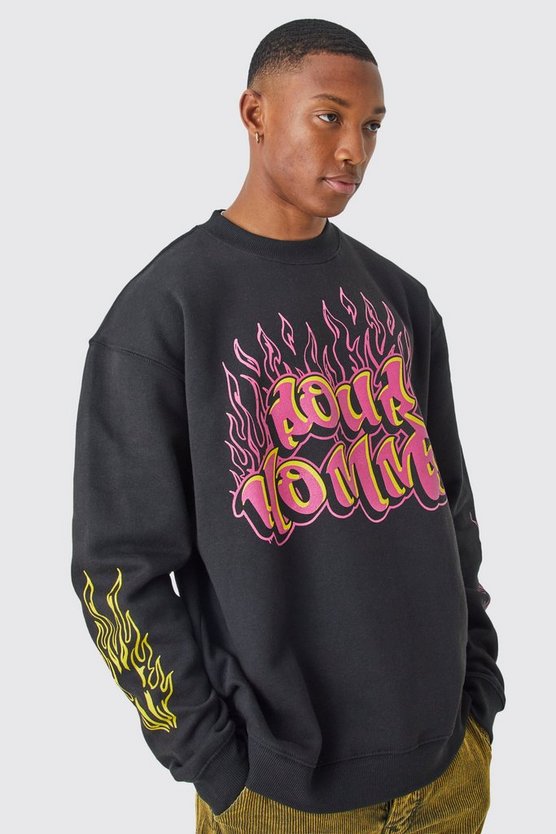 Oversize Sweatshirt mit Grafitti-Print