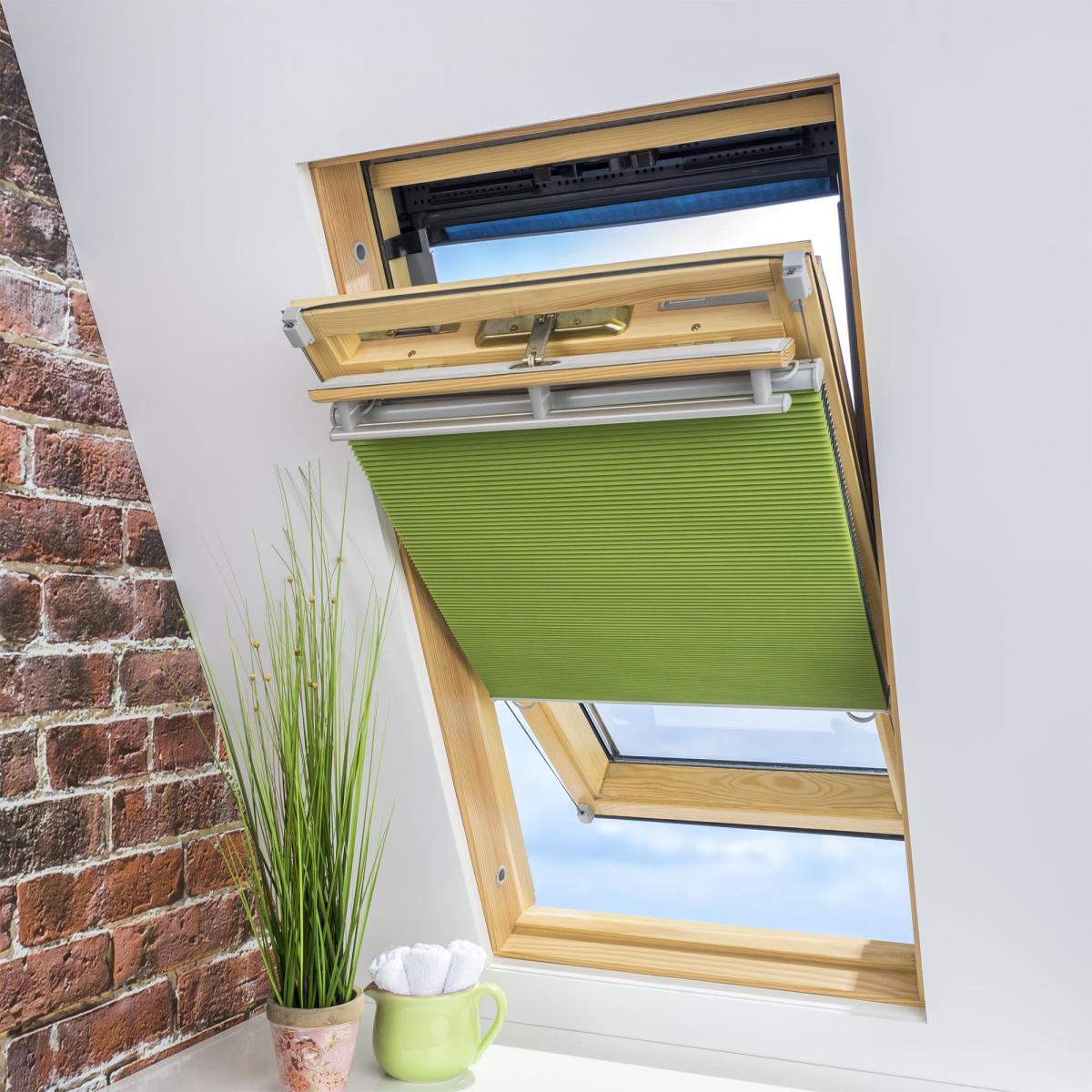 Bella Casa Universal Dachfenster-Wabenplissee , 103 x 141 cm, grün