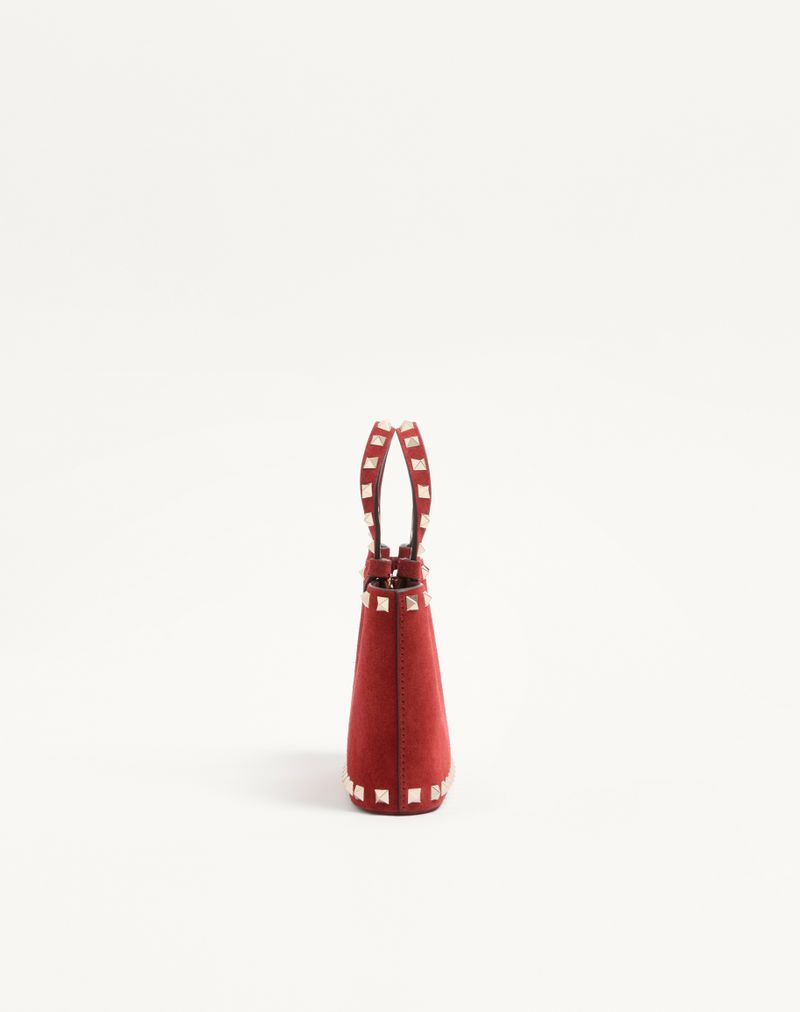 Mini sacola de compras Rockstud em camurça