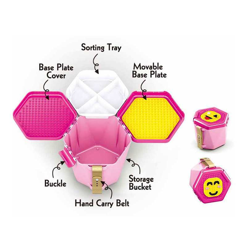 Seau rose de briques de construction Sluban