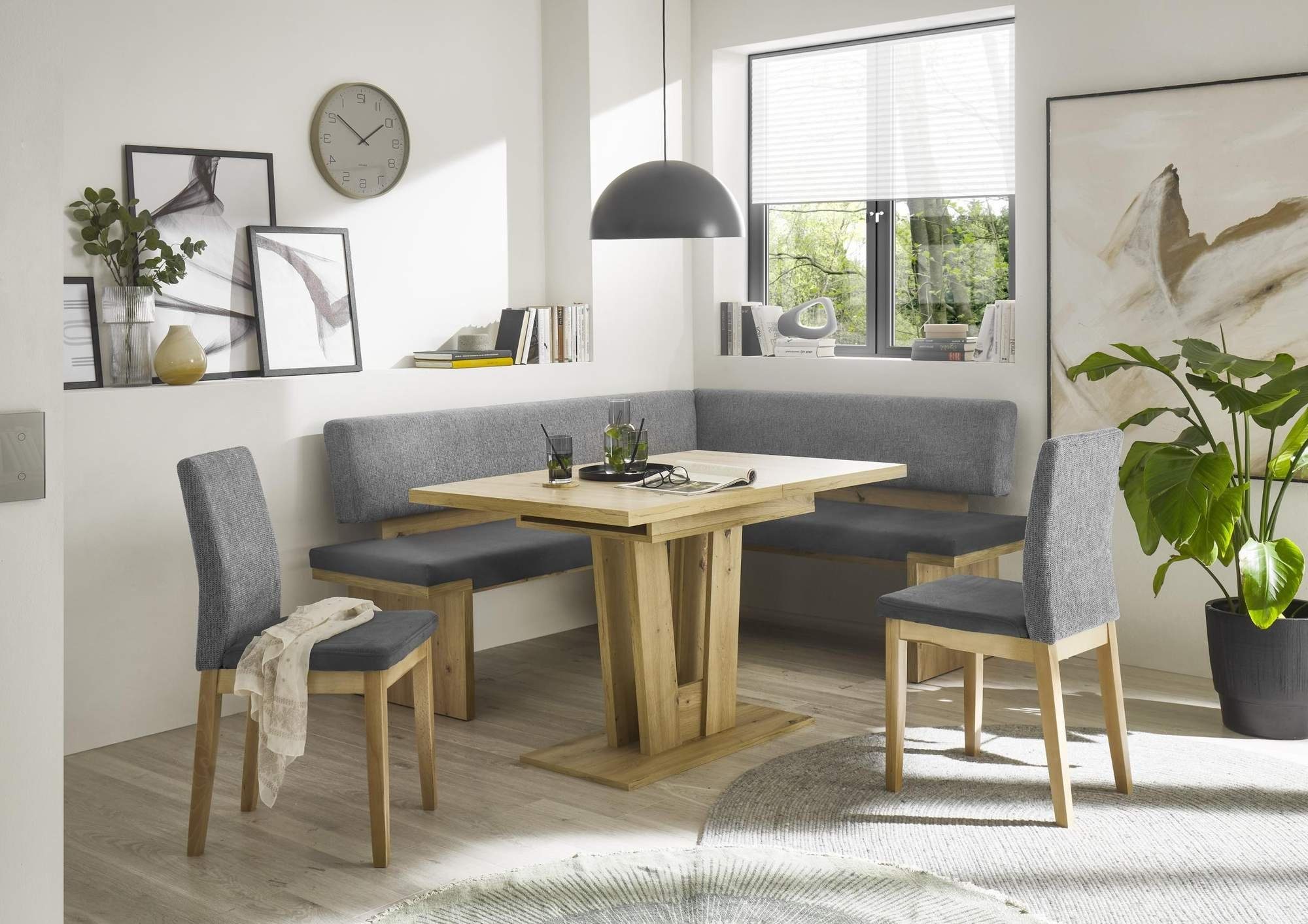Trendmöbel24 Eckbankgruppe Eckbank Eckbankgruppe MANZANO 197x157 cm - Tisch Varese Artisan Eiche, (4-tlg)